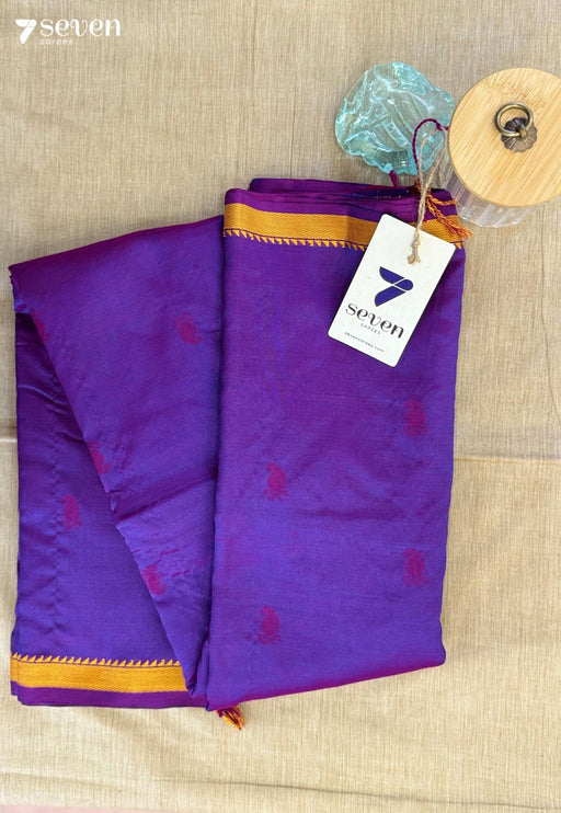 Khus Drift Signature Seven Handloom Purple Bangalore Vegan Silk Saree - Seven Sarees - Saree - Seven Sarees