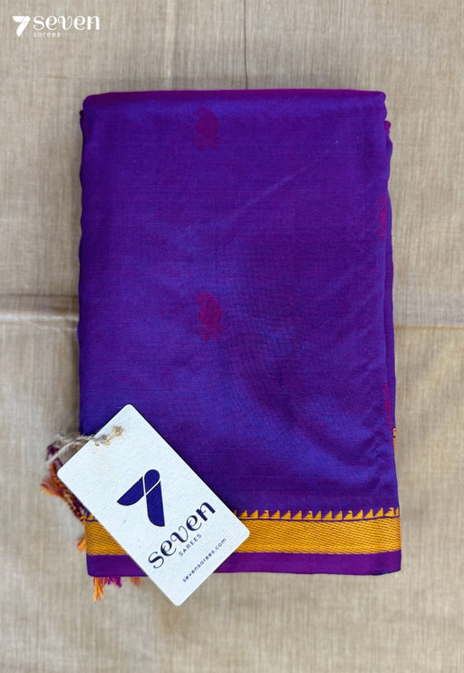Khus Drift Signature Seven Handloom Purple Bangalore Vegan Silk Saree - Seven Sarees - Saree - Seven Sarees