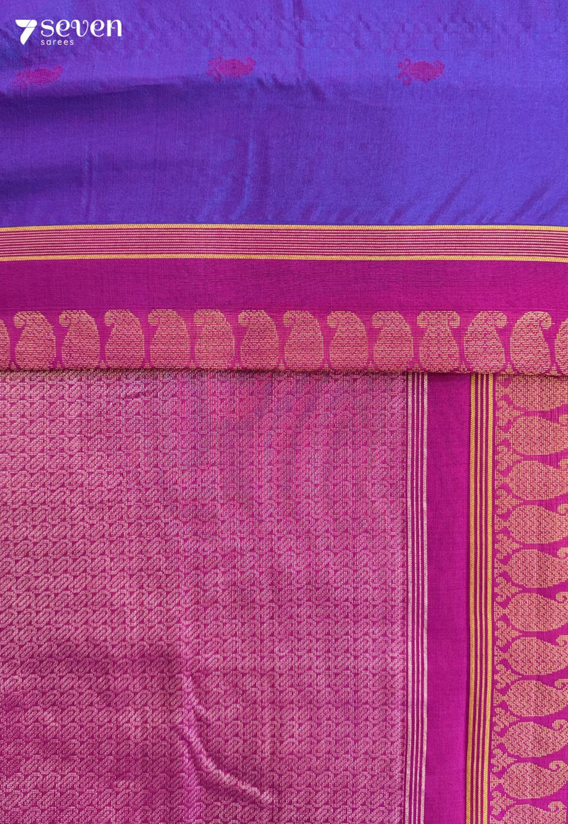 Khus Drift Signature Seven Handloom Purple Bangalore Vegan Silk Saree - Seven Sarees - Saree - Seven Sarees