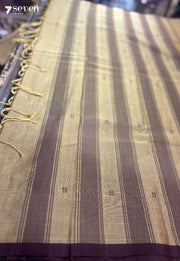 Kiva Signature Seven Handloom Brown/Maroon Bangalore Pure Cotton Saree - Seven Sarees - Saree - Seven Sarees