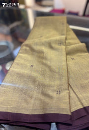 Kiva Signature Seven Handloom Brown/Maroon Bangalore Pure Cotton Saree - Seven Sarees - Saree - Seven Sarees