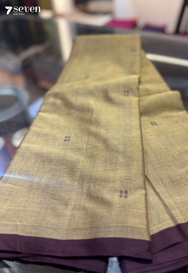 Kiva Signature Seven Handloom Brown/Maroon Bangalore Pure Cotton Saree - Seven Sarees - Saree - Seven Sarees