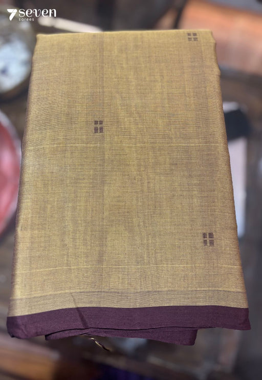 Kiva Signature Seven Handloom Brown/Maroon Bangalore Pure Cotton Saree - Seven Sarees - Saree - Seven Sarees