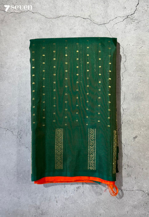 Koel Song Signature Seven Handloom Green Bangalore Pure Silk Cotton Saree - Seven Sarees - Saree - Seven Sarees