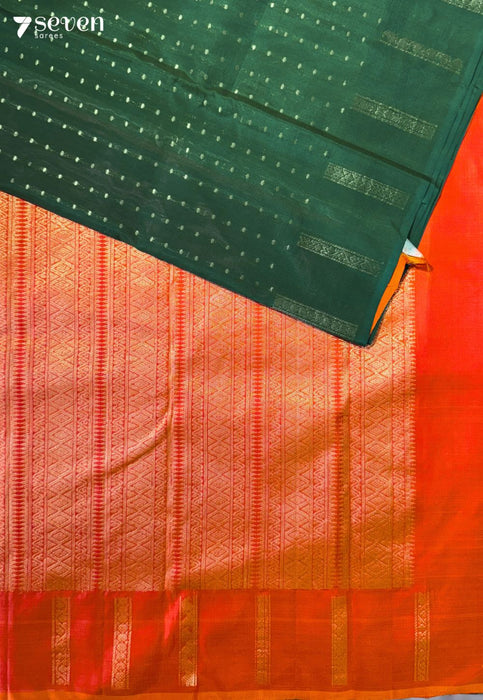 Koel Song Signature Seven Handloom Green Bangalore Pure Silk Cotton Saree - Seven Sarees - Saree - Seven Sarees