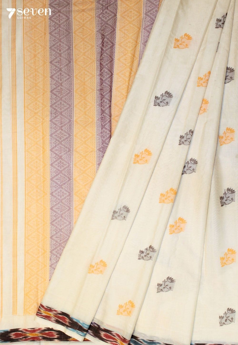 Kolume Signature Seven Handloom Off-White Bangalore Pure Cotton Saree - Seven Sarees - Saree - Seven Sarees