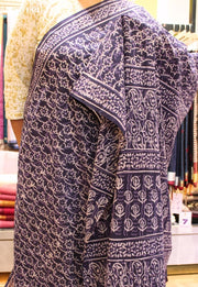 Komalta Jaipur Violet Hand Block Printed 100% Cotton Saree - Seven Sarees - Saree - Seven Sarees