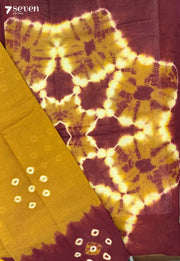 Kondrai Madurai Mustard Yellow Handmade Pure Cotton Sungudi Saree - Seven Sarees - Saree - Seven Sarees