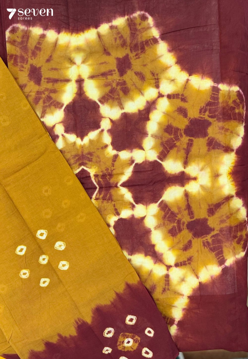 Kondrai Madurai Mustard Yellow Handmade Pure Cotton Sungudi Saree - Seven Sarees - Saree - Seven Sarees