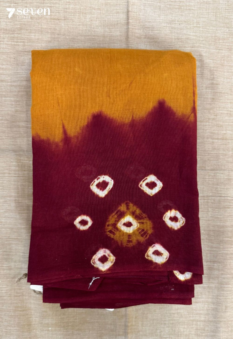 Kondrai Madurai Mustard Yellow Handmade Pure Cotton Sungudi Saree - Seven Sarees - Saree - Seven Sarees