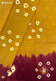 Kondrai Madurai Mustard Yellow Handmade Pure Cotton Sungudi Saree - Seven Sarees - Saree - Seven Sarees