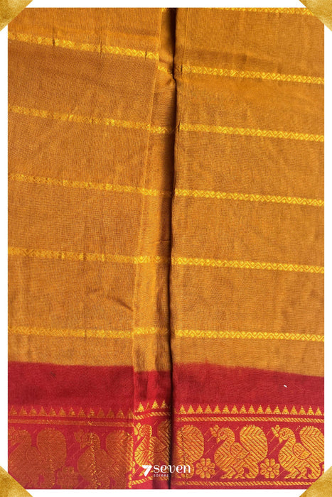 Koodal Madurai Brown Handmade Pure Cotton Sungudi Kolam lines Saree - Seven Sarees - Saree - Seven Sarees