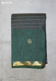 Kormeya Signature Seven Handloom Green Bangalore Pure Cotton Saree - Seven Sarees - Saree - Seven Sarees