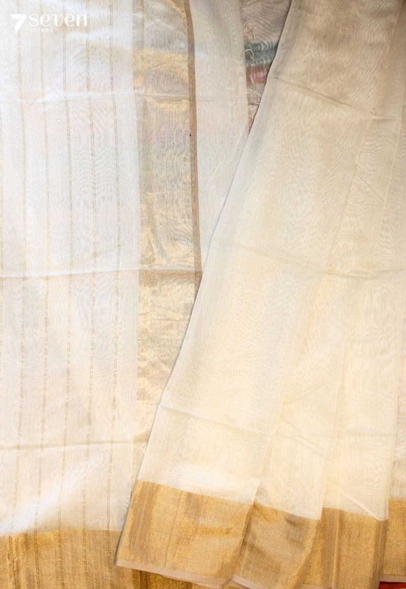 Kovanthi Maheshwari Handloom Off White Silk Cotton Saree - Seven Sarees - Seven Sarees