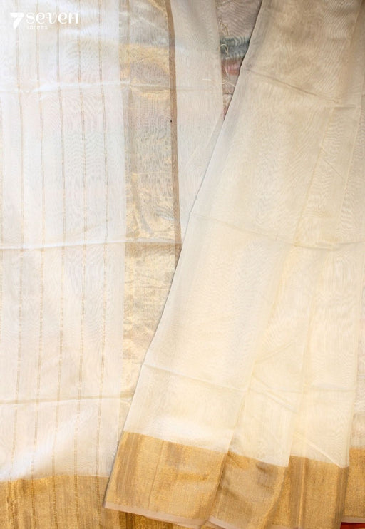 Kovanthi Maheshwari Handloom Off White Silk Cotton Saree - Seven Sarees - Seven Sarees