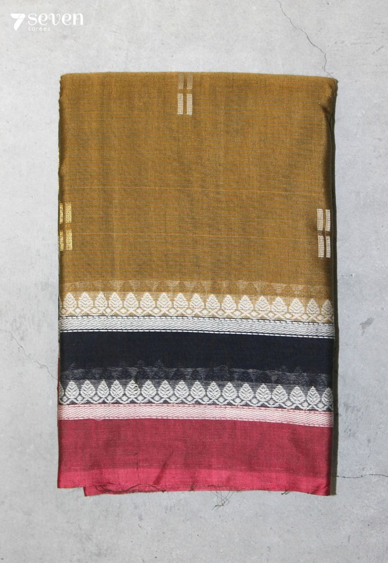 Koveli Signature Seven Handloom Mustard Bangalore Pure Cotton Saree - Seven Sarees - Saree - Seven Sarees