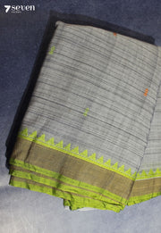 Kovira Signature Seven Handloom Grey Bangalore Pure Cotton Saree - Seven Sarees - Saree - Seven Sarees