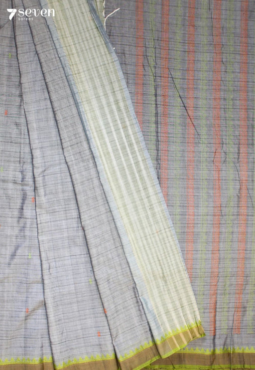 Kovira Signature Seven Handloom Grey Bangalore Pure Cotton Saree - Seven Sarees - Saree - Seven Sarees