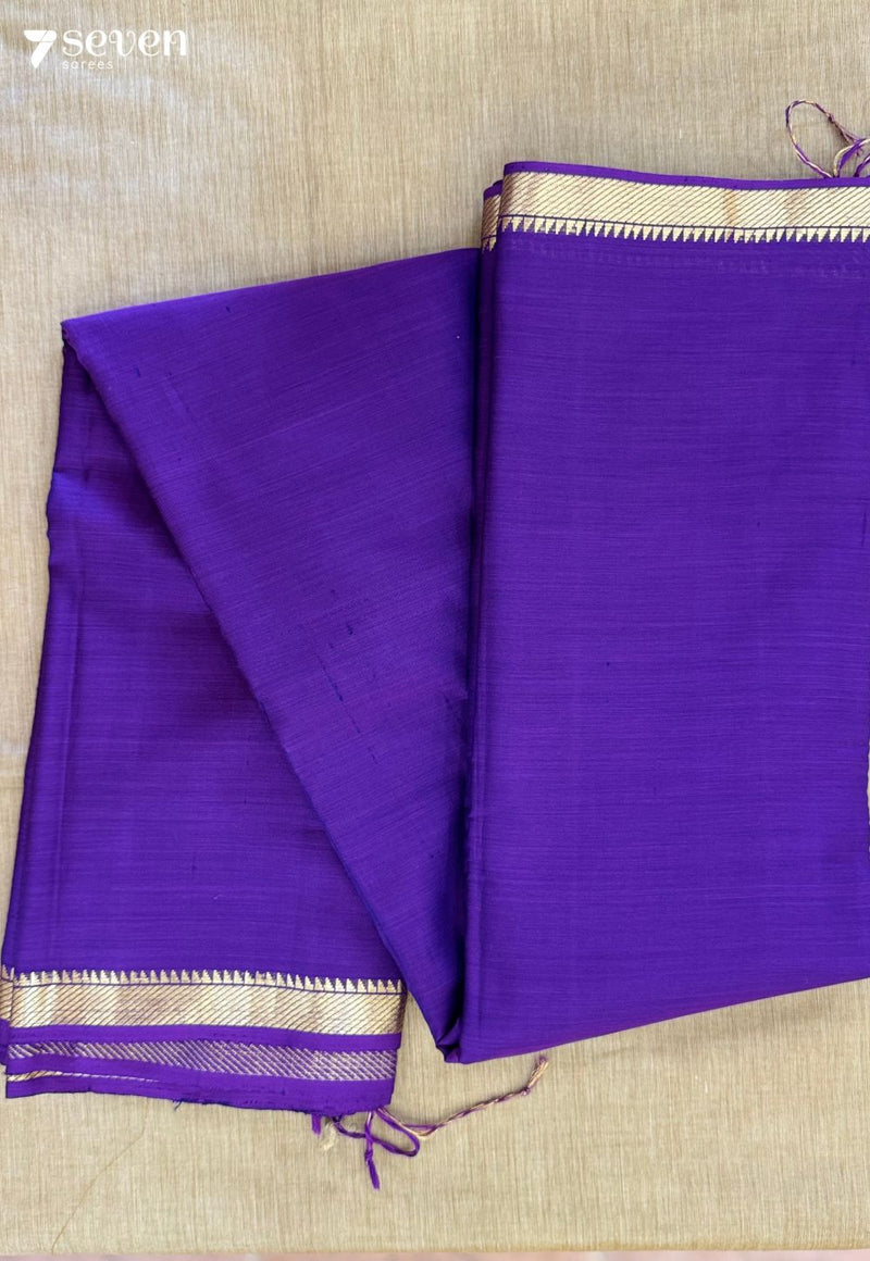 Krithika Signature Seven Handloom Navy Purple Bangalore Silk Cotton Saree - Seven Sarees - Saree - Seven Sarees