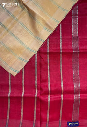 Kshama Mangalagiri Handloom Beige Vegan Silk Saree - Seven Sarees - Saree - Seven Sarees