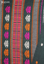 Kshanika Assam 100% Eri Silk Green Handloom Saree - Seven Sarees - Seven Sarees