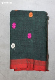 Kshanika Assam 100% Eri Silk Green Handloom Saree - Seven Sarees - Seven Sarees