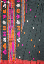 Kshanika Assam 100% Eri Silk Green Handloom Saree - Seven Sarees - Seven Sarees