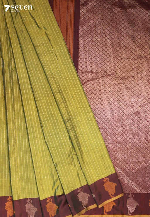 Kumirra Signature Seven Handloom Green Bangalore Pure Silk Cotton Saree - Seven Sarees - Saree - Seven Sarees