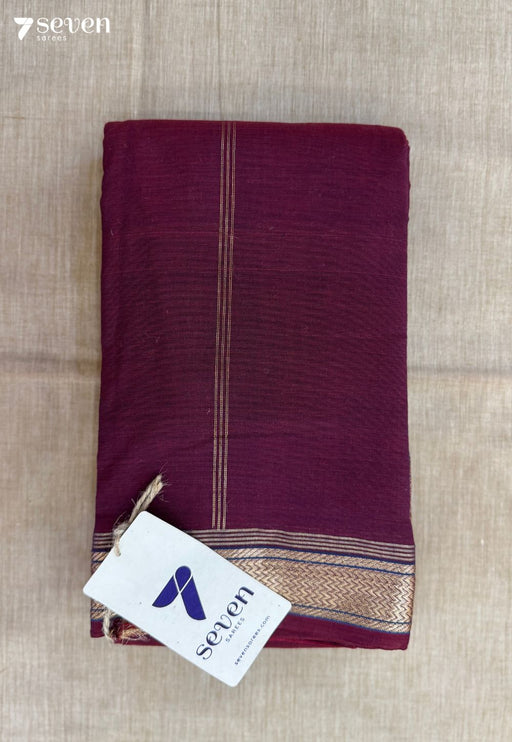 Kumkumam Signature Seven Handloom Maroon Bangalore Pure Cotton Saree - Seven Sarees - Saree - Seven Sarees
