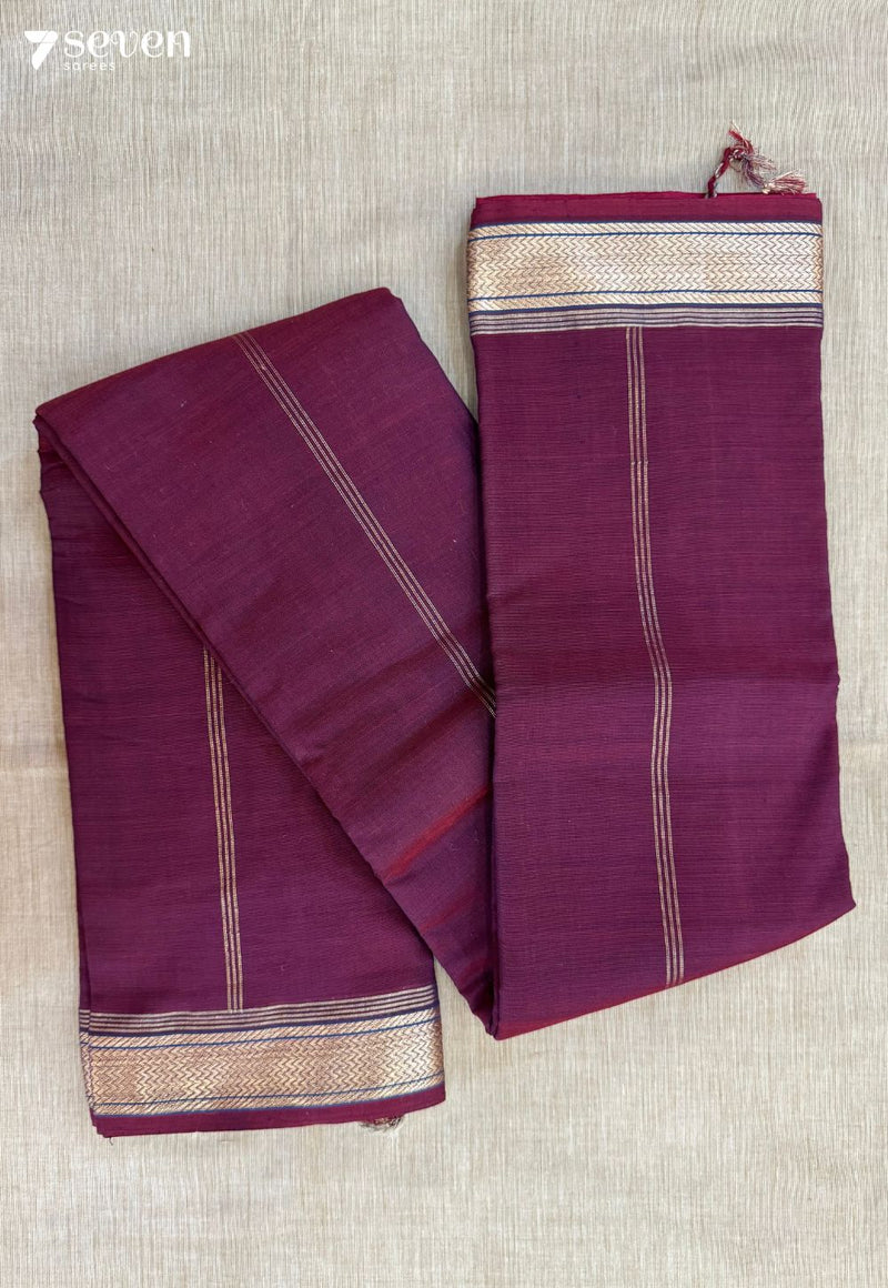 Kumkumam Signature Seven Handloom Maroon Bangalore Pure Cotton Saree - Seven Sarees - Saree - Seven Sarees