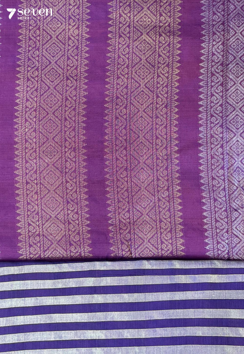 Kumud Sparkle Signature Seven Handloom Violet Bangalore Vegan Silk Saree - Seven Sarees - Saree - Seven Sarees