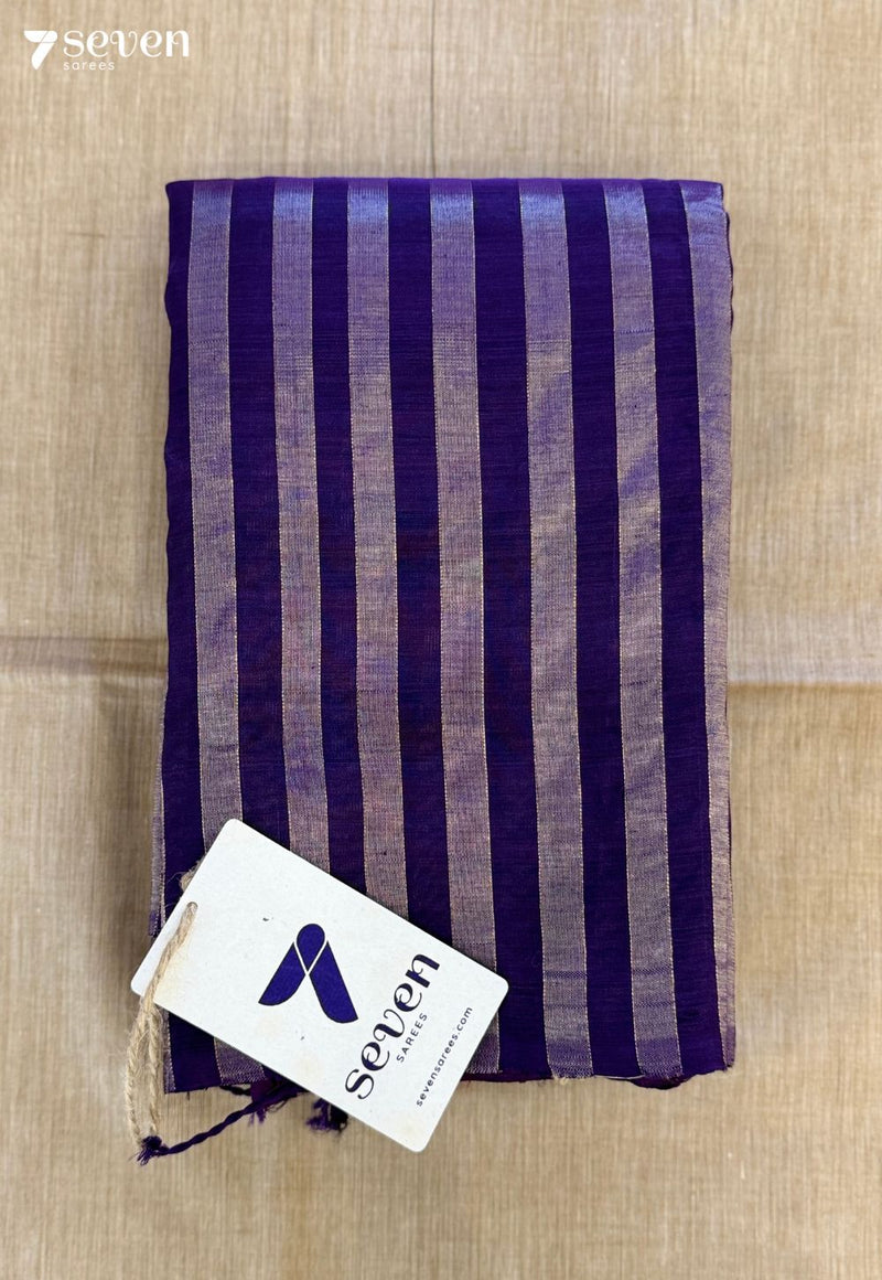 Kumud Sparkle Signature Seven Handloom Violet Bangalore Vegan Silk Saree - Seven Sarees - Saree - Seven Sarees