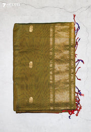 Kuralini Maheshwari Handloom Green Silk Cotton Saree - Seven Sarees - Seven Sarees