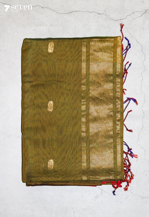 Kuralini Maheshwari Handloom Green Silk Cotton Saree - Seven Sarees - Seven Sarees