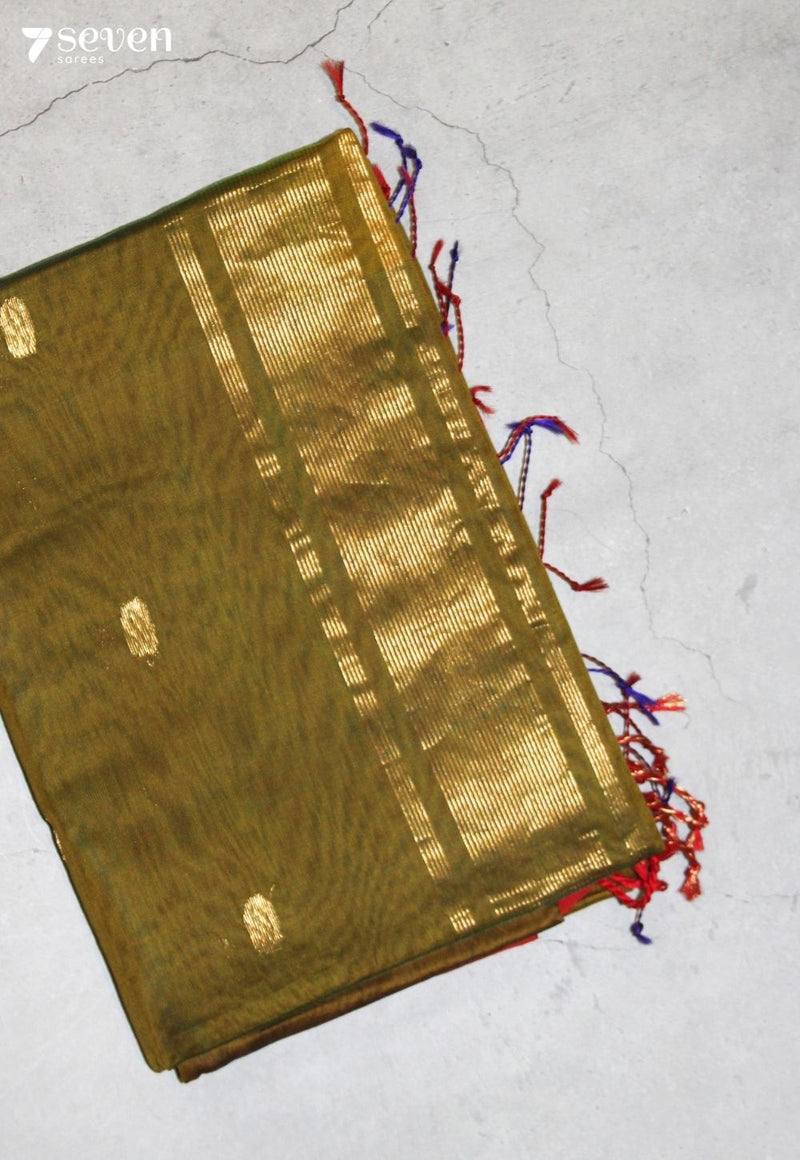 Kuralini Maheshwari Handloom Green Silk Cotton Saree - Seven Sarees - Seven Sarees