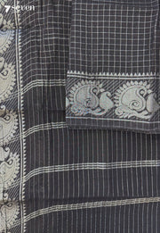 Kurunthotti Madurai Black Handmade Pure Cotton Sungudi Saree - Seven Sarees - Saree - Seven Sarees