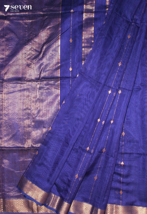 Lahira Maheshwari Handloom Blue Silk Cotton Saree - Seven Sarees - Seven Sarees