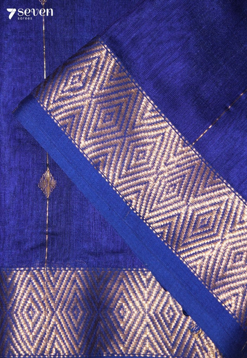 Lahira Maheshwari Handloom Blue Silk Cotton Saree - Seven Sarees - Seven Sarees
