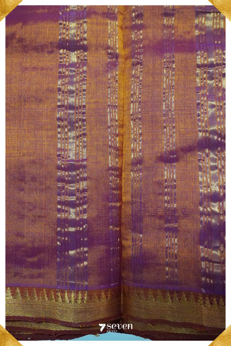 Lakmani Mangalagiri Handloom Gold Silk-Cotton Saree - Seven Sarees - Saree - Seven Sarees