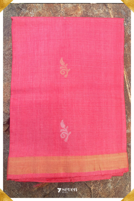 Lantana Chattisgarh Red Pure Kosa Silk Saree|Silk Mark Certified - Seven Sarees - Saree - Seven Sarees