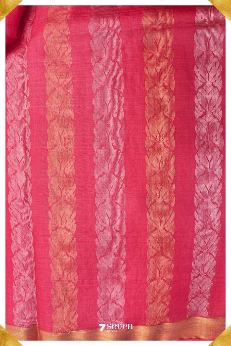 Lantana Chattisgarh Red Pure Kosa Silk Saree|Silk Mark Certified - Seven Sarees - Saree - Seven Sarees