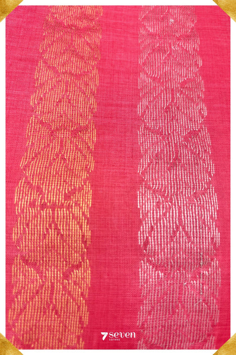 Lantana Chattisgarh Red Pure Kosa Silk Saree|Silk Mark Certified - Seven Sarees - Saree - Seven Sarees