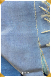 Larkspur Chattisgarh Blue Pure Kosa Silk Saree|Silk Mark Certified - Seven Sarees - Saree - Seven Sarees