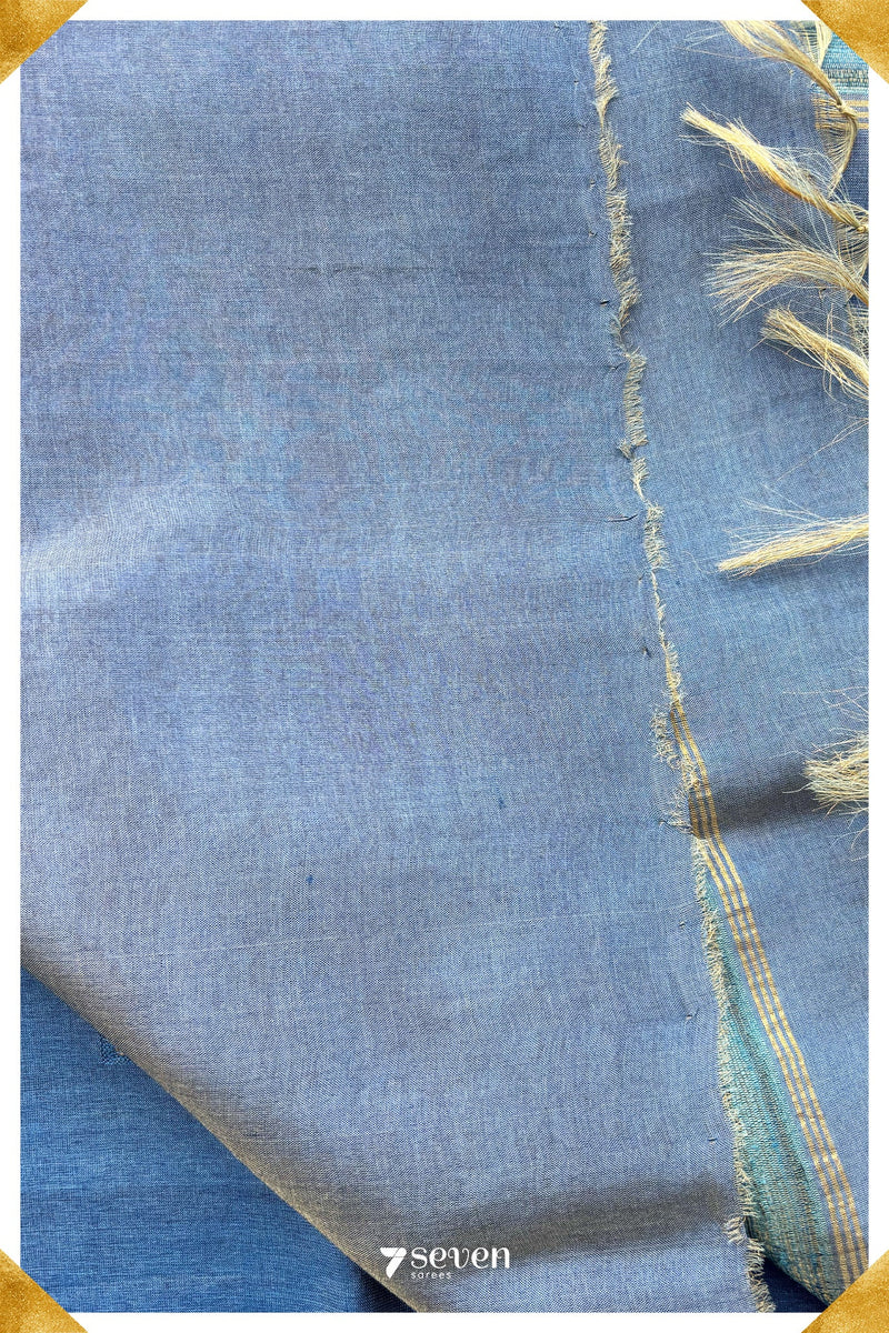 Larkspur Chattisgarh Blue Pure Kosa Silk Saree|Silk Mark Certified - Seven Sarees - Saree - Seven Sarees