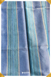 Larkspur Chattisgarh Blue Pure Kosa Silk Saree|Silk Mark Certified - Seven Sarees - Saree - Seven Sarees