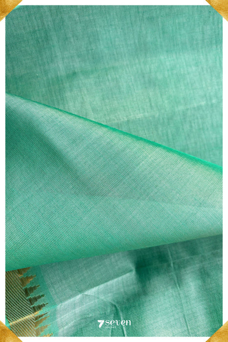 Laya Mangalagiri Handloom Turquoise Double Shade Vegan Silk Saree - Seven Sarees - Saree - Seven Sarees