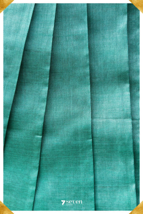 Laya Mangalagiri Handloom Turquoise Double Shade Vegan Silk Saree - Seven Sarees - Saree - Seven Sarees