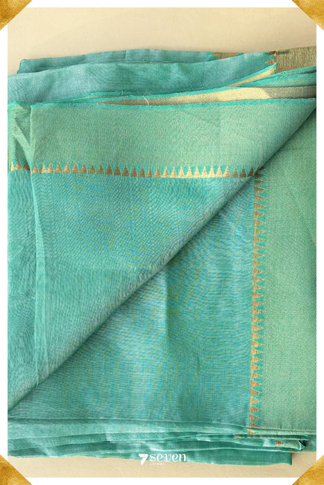 Laya Mangalagiri Handloom Turquoise Double Shade Vegan Silk Saree - Seven Sarees - Saree - Seven Sarees