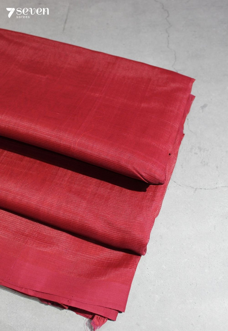 Layesha Mangalagiri Handloom Red Vegan Silk Saree - Seven Sarees - Saree - Seven Sarees