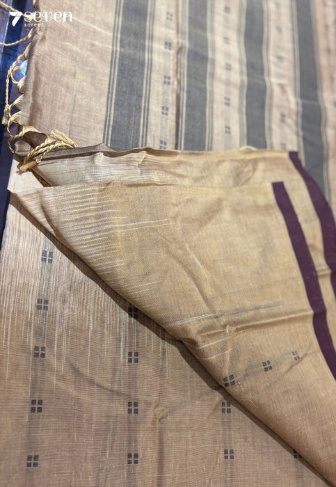 Lira Signature Seven Handloom Brown/Maroon Bangalore Pure Cotton Saree - Seven Sarees - Saree - Seven Sarees